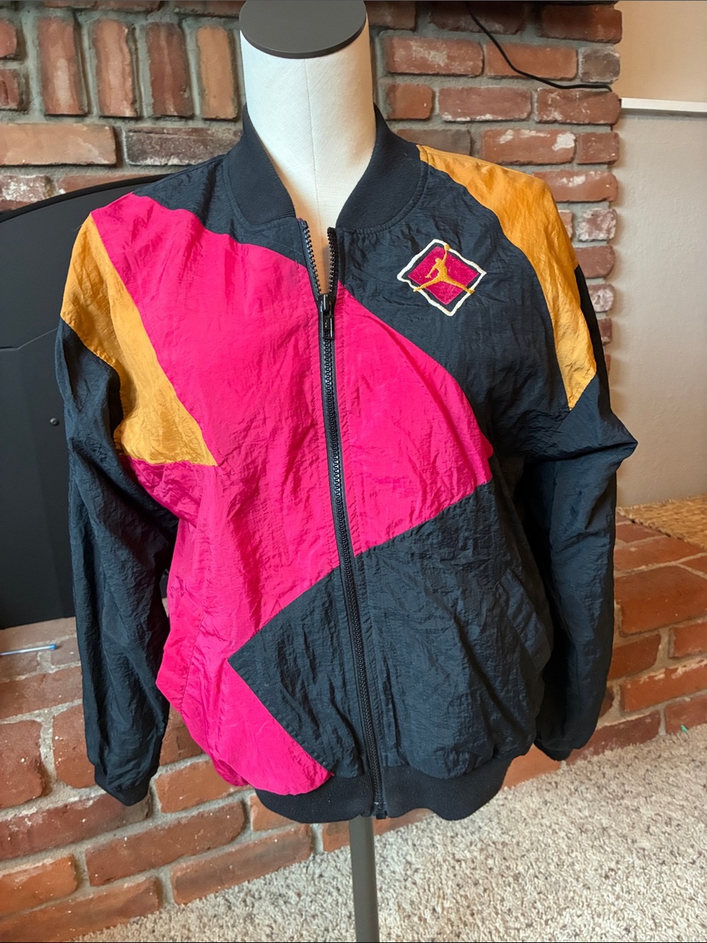 RARE VINTAGE Nike Black, Pink & Gold Colorblock  Bomber Jacket